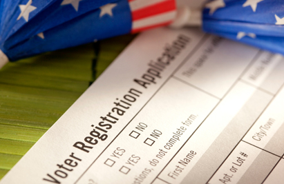 a blank voter registration application form