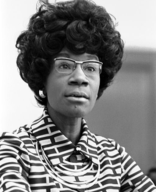 black and white photo of Shirley Chisholm