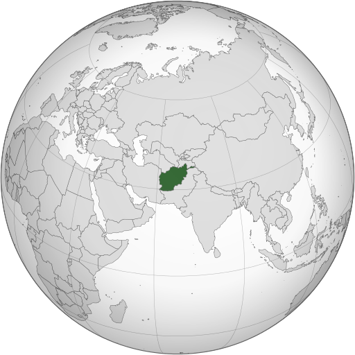 a rendering of the globe showing the location of Afghanistan