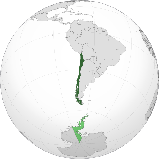 a rendering of the globe showing the location of Chile