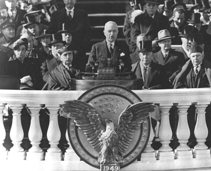 President Harry Truman delivering inaugural speech